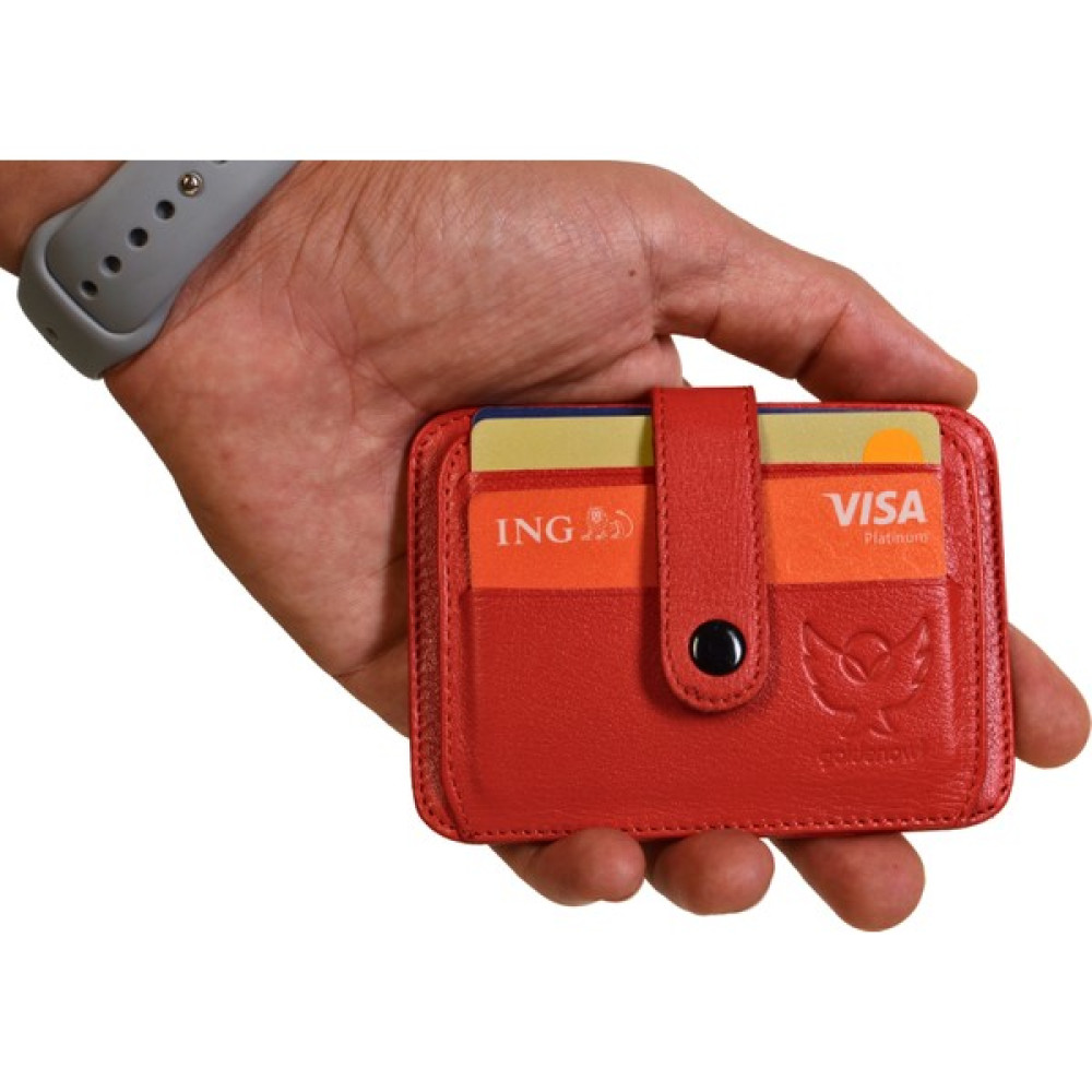 Goldenowl Accessory Gerçek Deri Kadın Erkek Kartlık Cüzdan Kırmızı Bayan Cüzdan Fiyatı