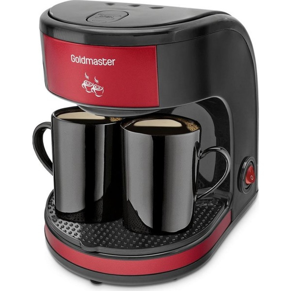 Goldmaster Bi Kahve Kırmızı Çift Kupalı Filtre Kahve Makinesi + Filtre Kahve - Kırmızı - Siyah Kahve Makineleri Fiyatı