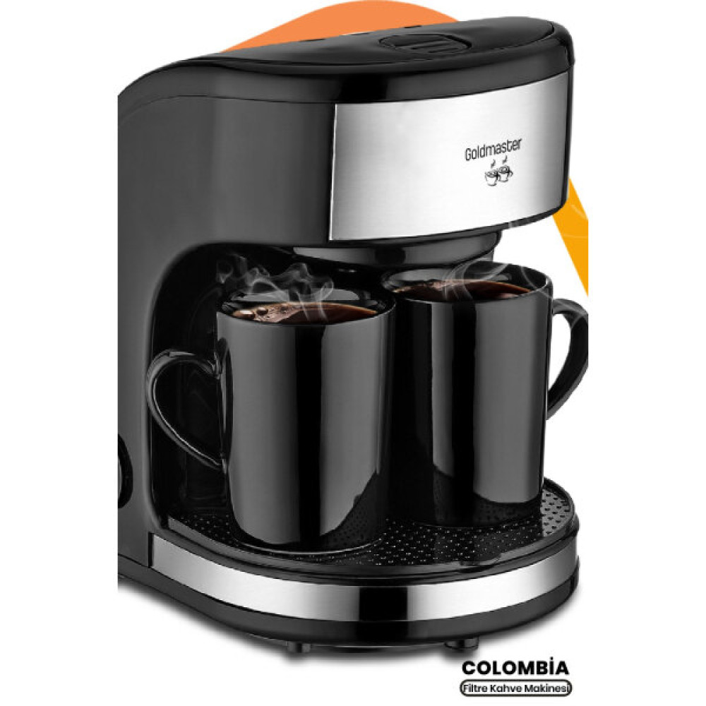 Goldmaster BY 4303 Colombia Yıkanabilir Filtreli Çift Kupalı Fitre Kahve Makinesi Kahve Makineleri Fiyatı