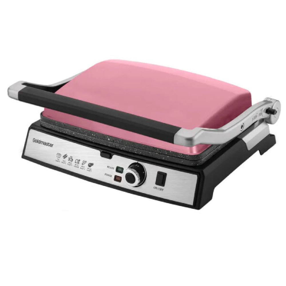 Goldmaster By-5400P Gralux Paslanmaz Çelik 2000 W Granit Pembe Çıkarılabilir Plakalı Tost ve Izgara Makinesi Tost Makineleri Fiyatı
