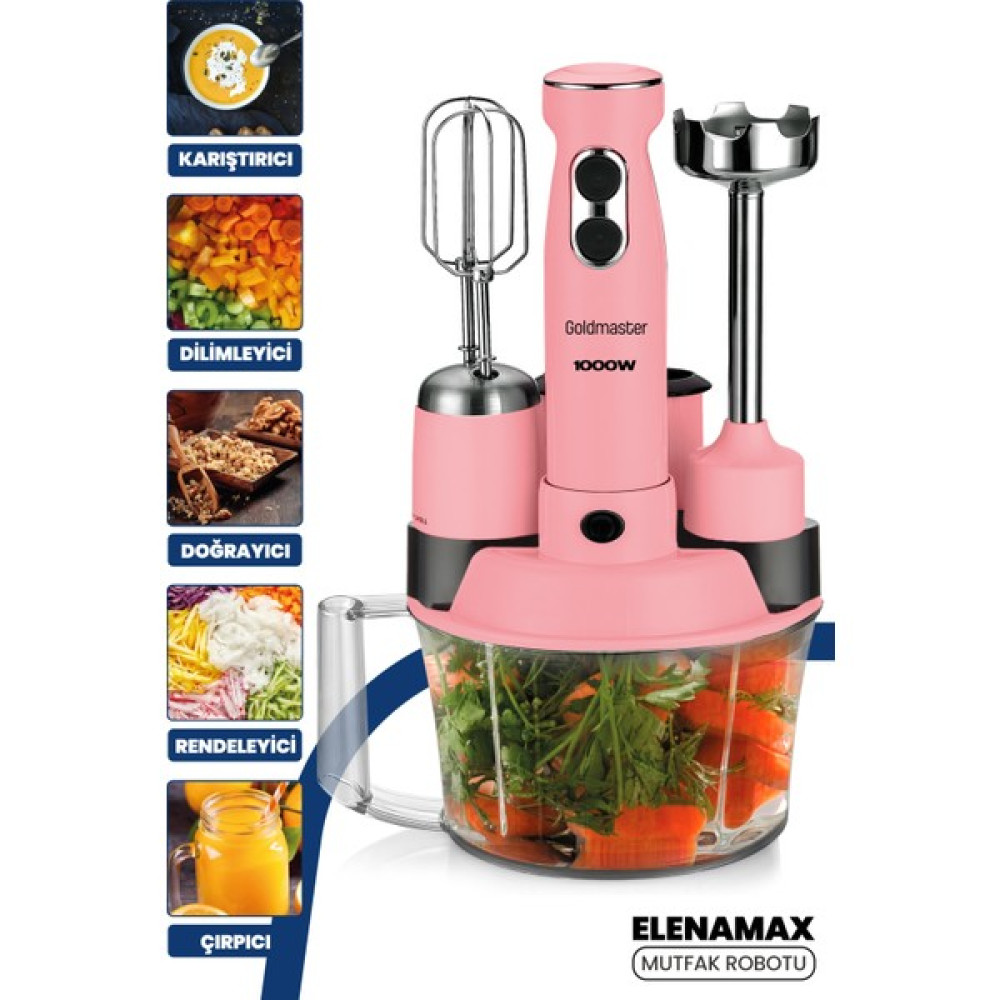 Goldmaster GM-7239 1000W Mutfak Robotu - Pembe Blenderler Fiyatı