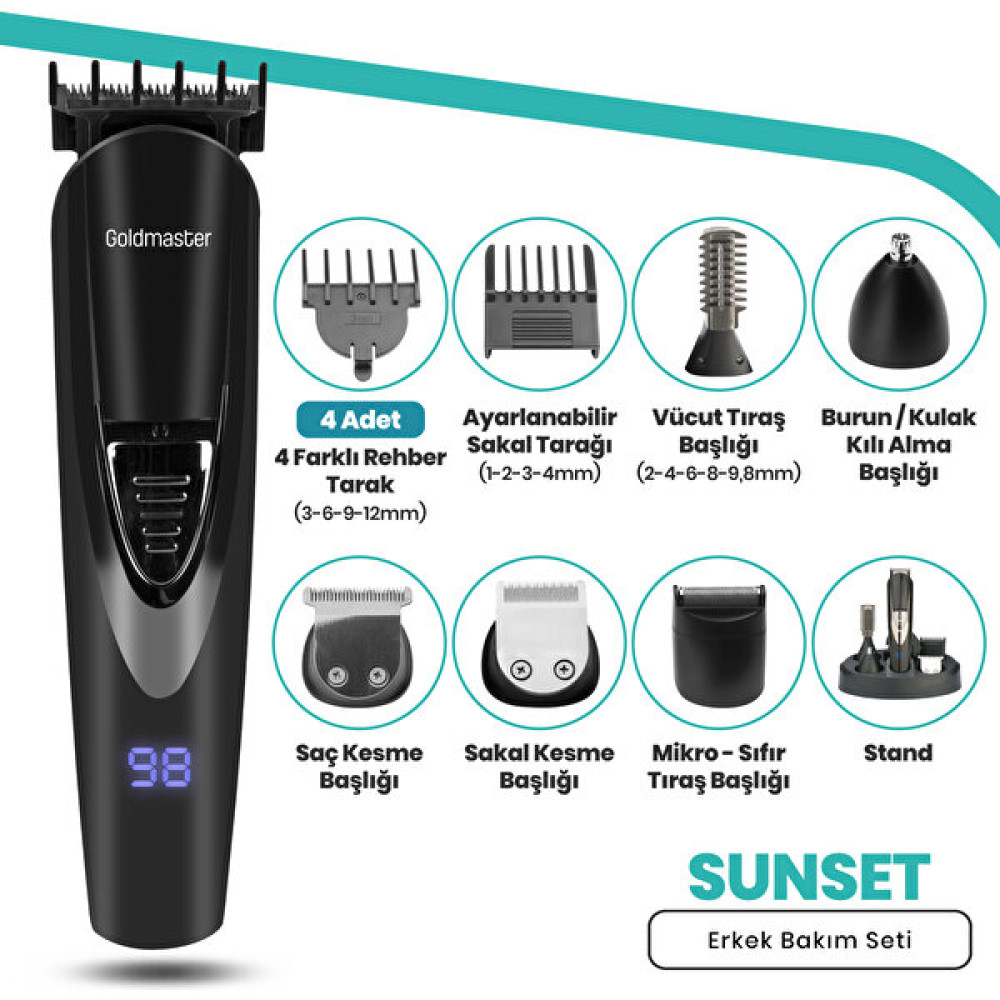 Goldmaster GM-8107 Sunset Şarjlı Tıraş Seti - Siyah Tıraş Makineleri Fiyatı