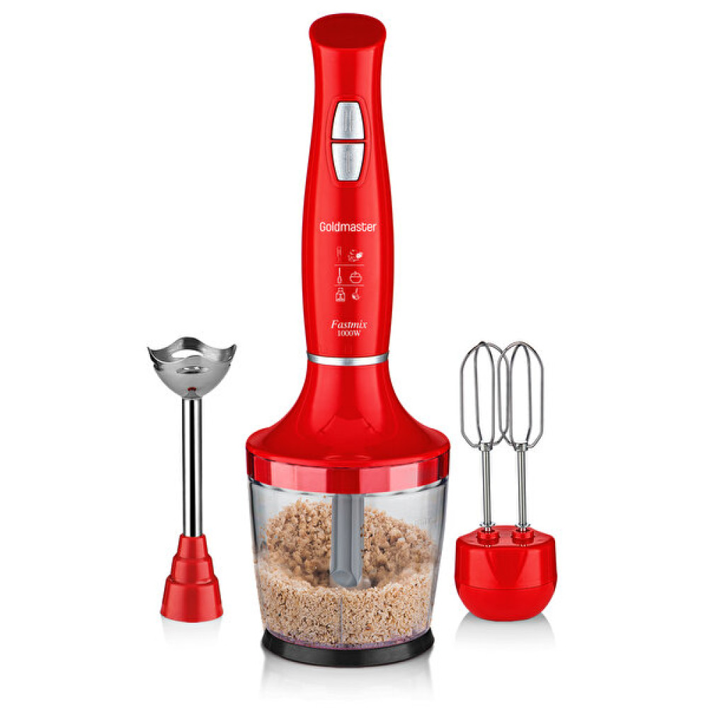 Goldmaster IN 6206K Fastmix 1000 W Sessiz Hız Ayarlı 3 In 1 Doğrama Karıştırma Kırmızı Blender Seti Blenderler Fiyatı