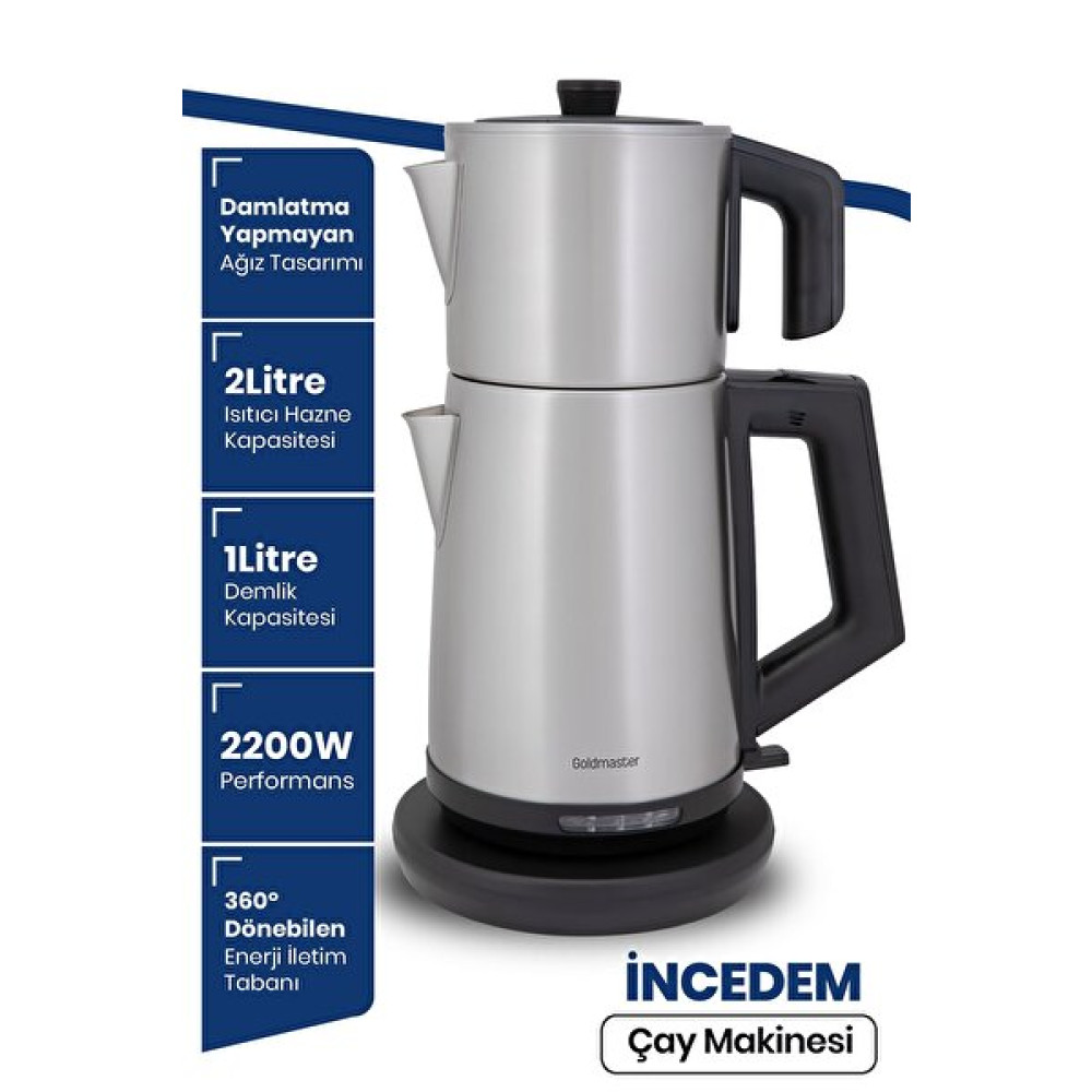 Goldmaster In-6306 İncedem Çelik Inox Çay Makinesi ve Su Isıtıcı Çay Makineleri Fiyatı