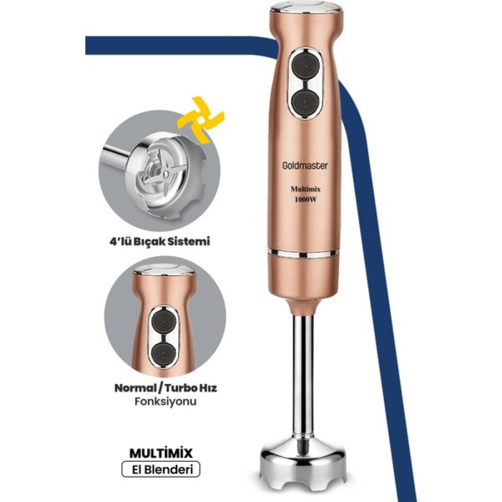 Goldmaster Multimix Gold 1000 Watt 4 Bıçaklı Paslanmaz Çelik Turbo Hız Ayarlı El Blender Oto Boyaları Fiyatı
