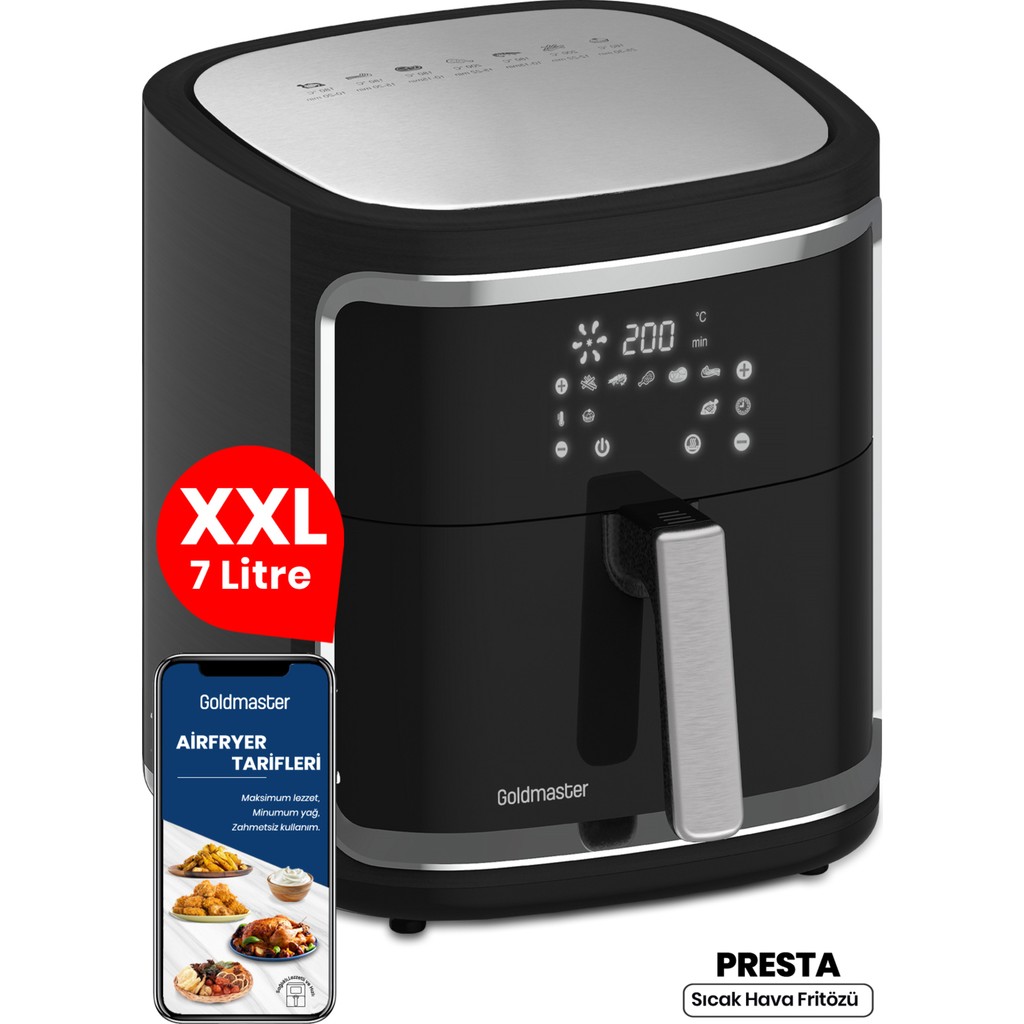 Goldmaster Presta 7 Litre Geniş Hazneli Xxl Dokunmatik Dinamik Airfryer Sıcak Hava Fritözü Fritözler Fiyatı
