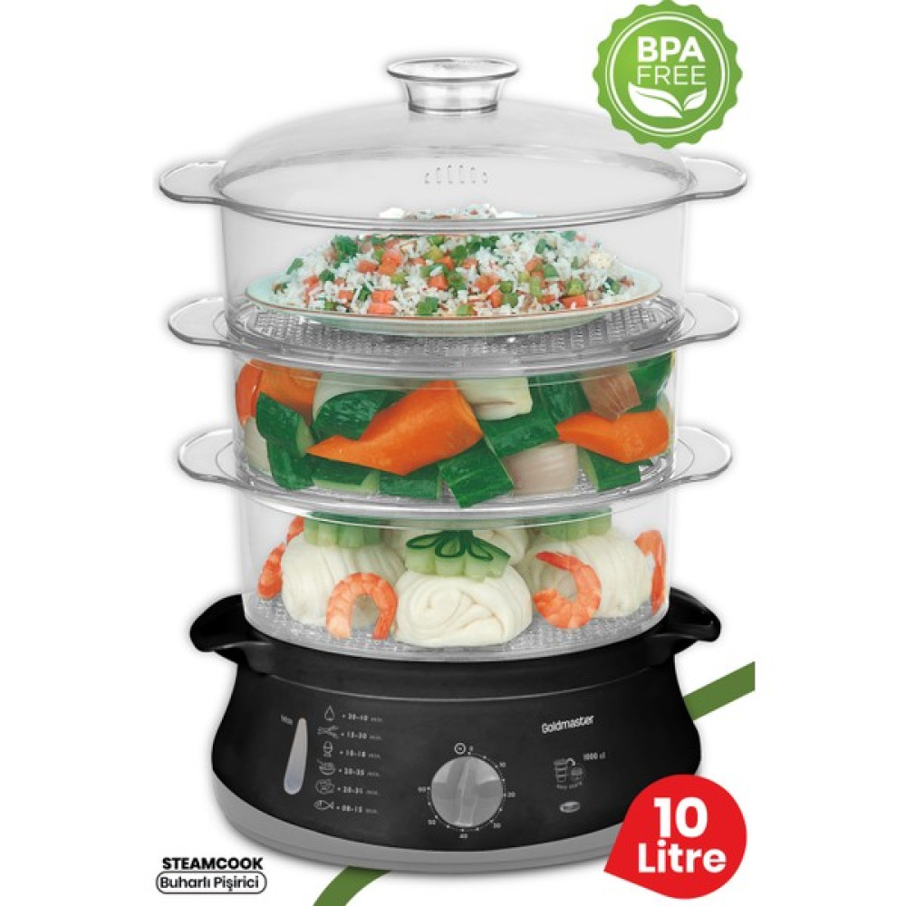 Goldmaster Steamcook 60 Dakika Zaman Ayarlı 10 Litre Bpa Içermeyen Buharlı Pişirici Buharlı Pişiriciler Fiyatı