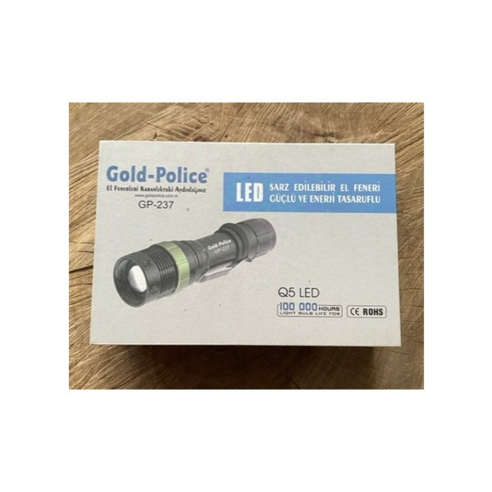 Goldpolice LED Şarjlı El Feneri Uzun Mesafe Kamp Feneri 3,7V - Siyah Oto Boyaları Fiyatı