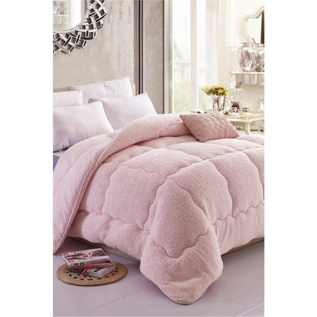 GOLDRİSE Çift Kişilik 63 Tel Lüx Çift Taraflı Welsoft Pamuk Silikon Yorgan 195 x 215 - Pudra Pembe - 195 x 215 cm Yorgan Fiyatı