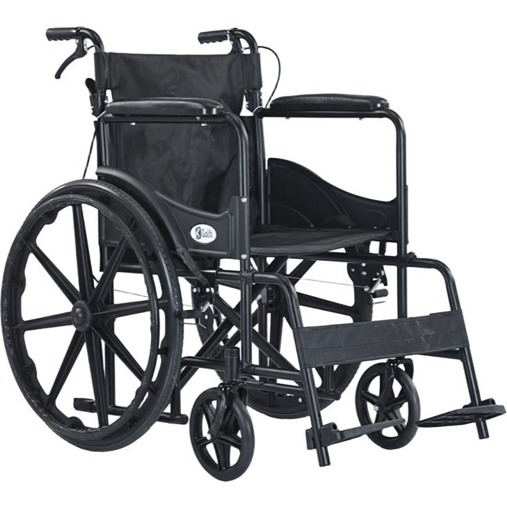 Golfi G102 Manuel Tekerlekli Sandalye Katlanabilir 4 Tekerlekli Orta Yumuşak Oturum Özelliği - Siyah - 46 cm Standart Sandalye Fiyatı