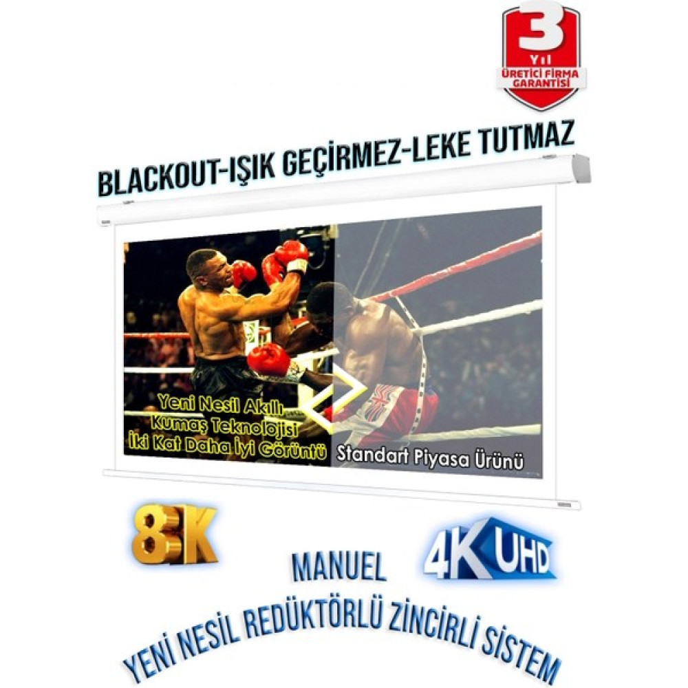 Gölge Stor 260X200 Manuel Projeksiyon Perdesi Parlama Yapmaz Stor Kumaş - 260X230 Projeksiyon Perdesi Fiyatı
