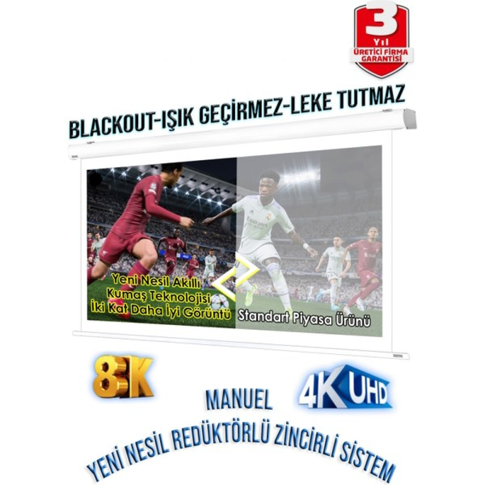 Gölge Stor En240cm Boy190cm Projeksiyon Perdesi Manuel-yeni Akıllı Kumaş Teknolojisi - 240X220 Projeksiyon Perdesi Fiyatı