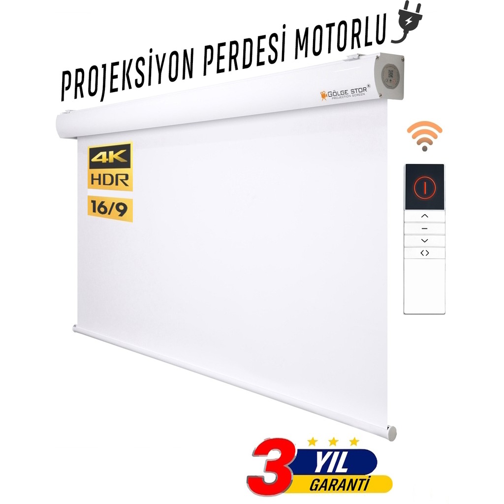 Gölge Stor En250cm Boy190cm Projeksiyon Perdesi Motorlu Yeni Akıllı Kumaş Blackout-Işık Geçirmez 4K 8K HD - 250X190 Perde Fiyatı