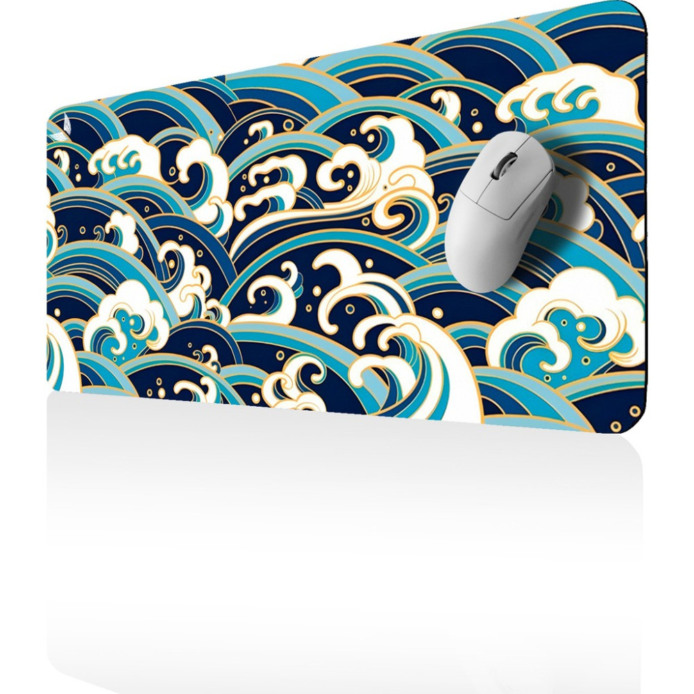 GoLite Classic - 70x30 Tsunami Gaming Oyuncu Mouse Pad Kaymaz Taban Büyük Klavye Fare Altlığı Mousepad - Yeşil - Mavi Mouse Pad Fiyatı