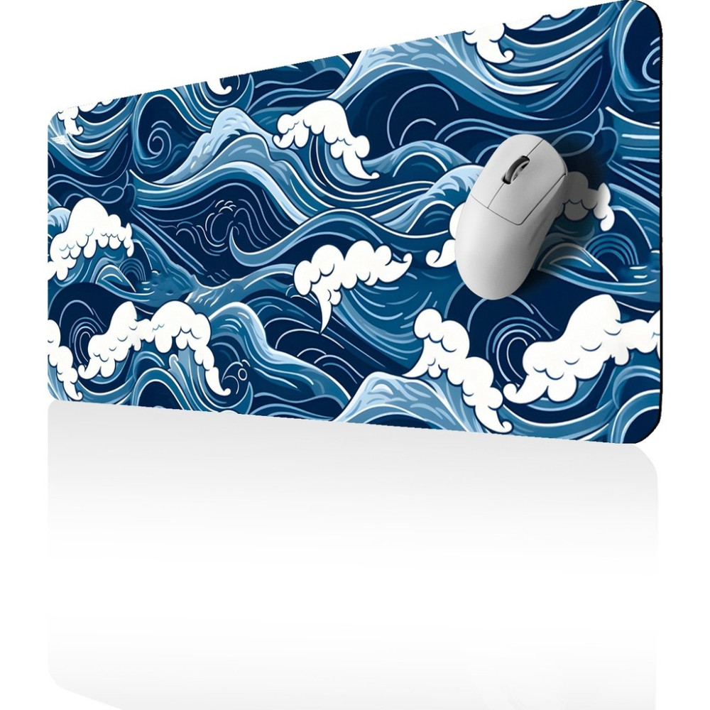 GoLite Classic - 70x30 Wave Gaming Oyuncu Mouse Pad Kaymaz Taban Büyük Klavye Fare Altlığı Mousepad - Mavi - Beyaz Mouse Pad Fiyatı