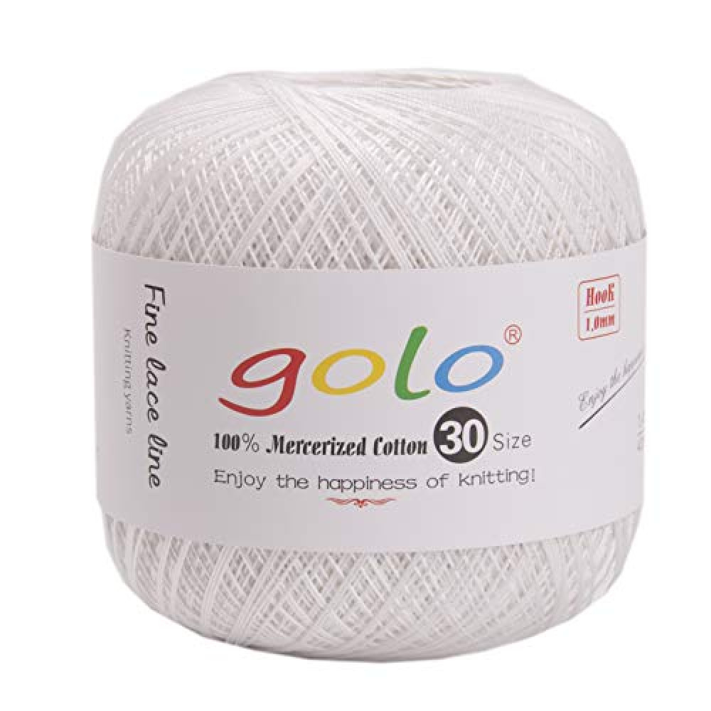 golo Crochet Thread Size 30 Yarn for Tatting Crochet Yarn for Crocheting White Yarn 10-5200