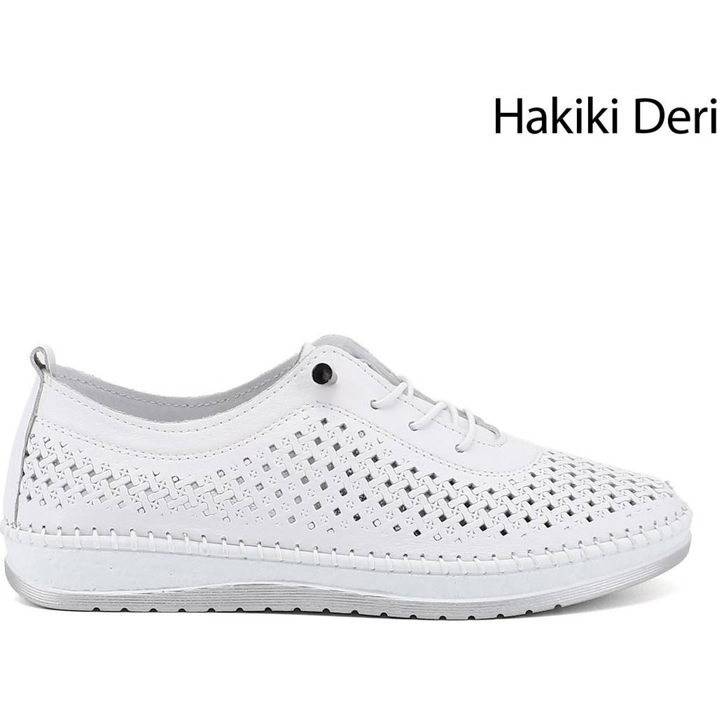 Gönderi(r) Kadın Beyaz Bağcıklı Hakiki Deri Comfort Ayakkabı Kadın Günlük Ayakkabıları Fiyatı