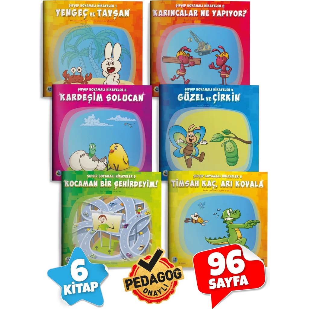 Gong Eğitici Öğretici Boyamalı Hikaye Çocuk Kitabı Seti 6 Kitap 3-7 Yaş Anonim Yazar Diğer Fiyatı