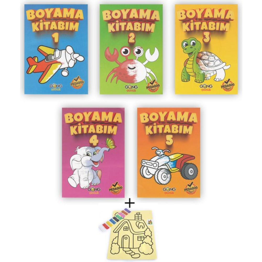 Gong Yayınları Boyama Kitabı 5'li Set 32 Sayfalı Toplam 160 Sayfa Kum Boyama Hediyeli Aktivite & Eğitici Kitaplar Fiyatı