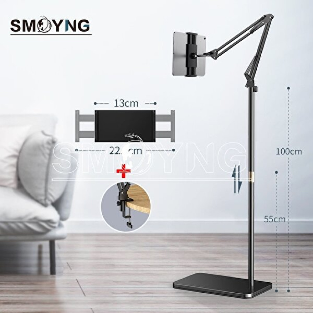 GongtuShop Siyah Stil Smoyng 160 cm Ölçeklenebilir Katlanabilir Kol Zemin Tablet Telefon Standı Tutucu Desteği IPad PRO12.9 Şezlong Yatak Dağı (Yur... Tablet Aksesuarı Fiyatı