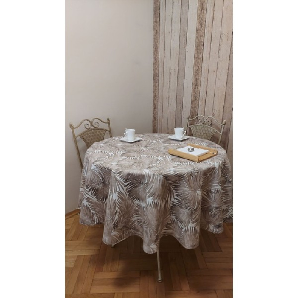 Gonk Duck (Sıvı Itici ,leke Tutmaz) Kumaş,yuvarlak, Yemek Masası Örtüsü - Beyaz - Açık Kahverengi - 180 x 180 cm Masa Örtüsü Fiyatı