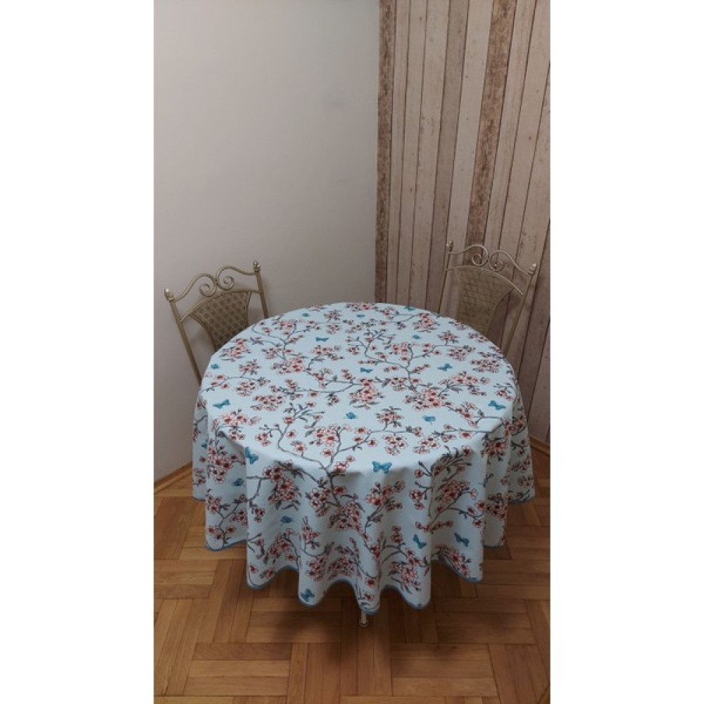 Gonk Duck (Sıvı Itici ,leke Tutmaz) Kumaş,yuvarlak, Yemek Masası Örtüsü - Fuşya - Mavi - 180 x 180 cm Masa Örtüsü Fiyatı