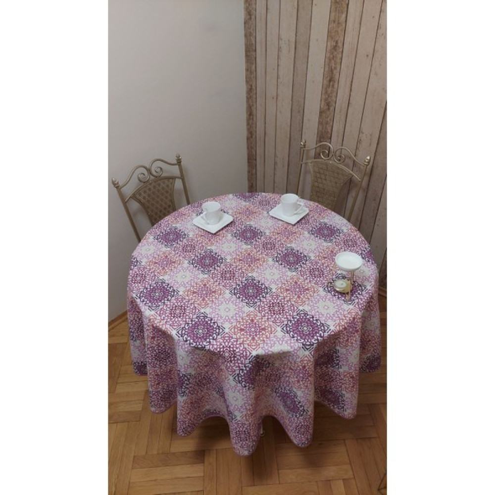 Gonk Duck (Sıvı Itici ,leke Tutmaz) Kumaş,yuvarlak, Yemek Masası Örtüsü - Mor - Pembe - 180 x 180 cm Masa Örtüsü Fiyatı