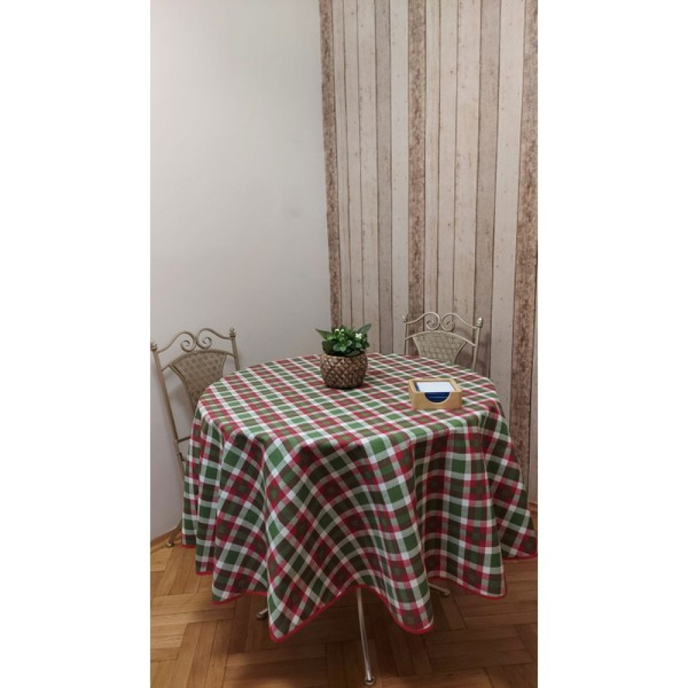 Gonk Duck Yılbaşı desenli Duck (Leke Itici ,Leke Tutmaz) Kumaş,Yuvarlak, Yemek Masası Örtüsü - Kırmızı - Yeşil - 180 x 180 cm Masa Örtüsü Fiyatı