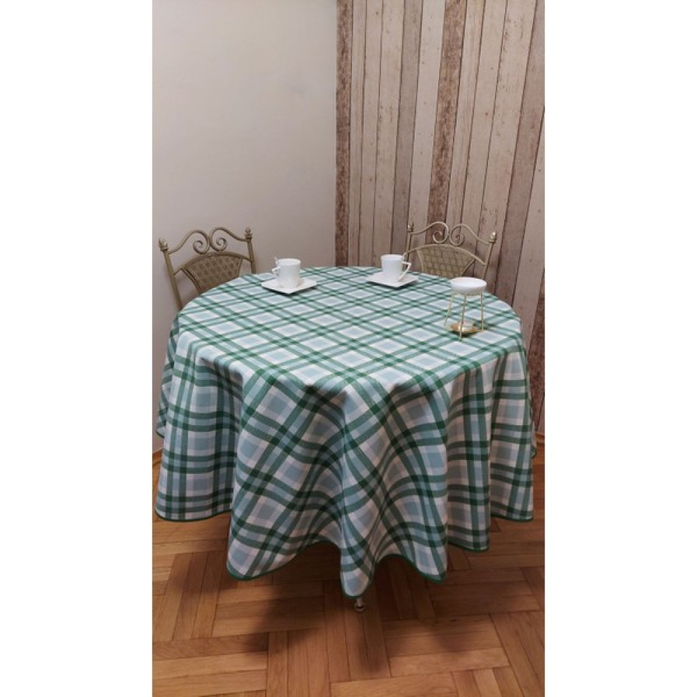 Gonk Yuvarlak,duck (Sıvı Itici ,leke Tutmaz) Kumaş,masa Örtüsü - 180 x 180 cm - Beyaz - Yeşil Masa Örtüsü Fiyatı