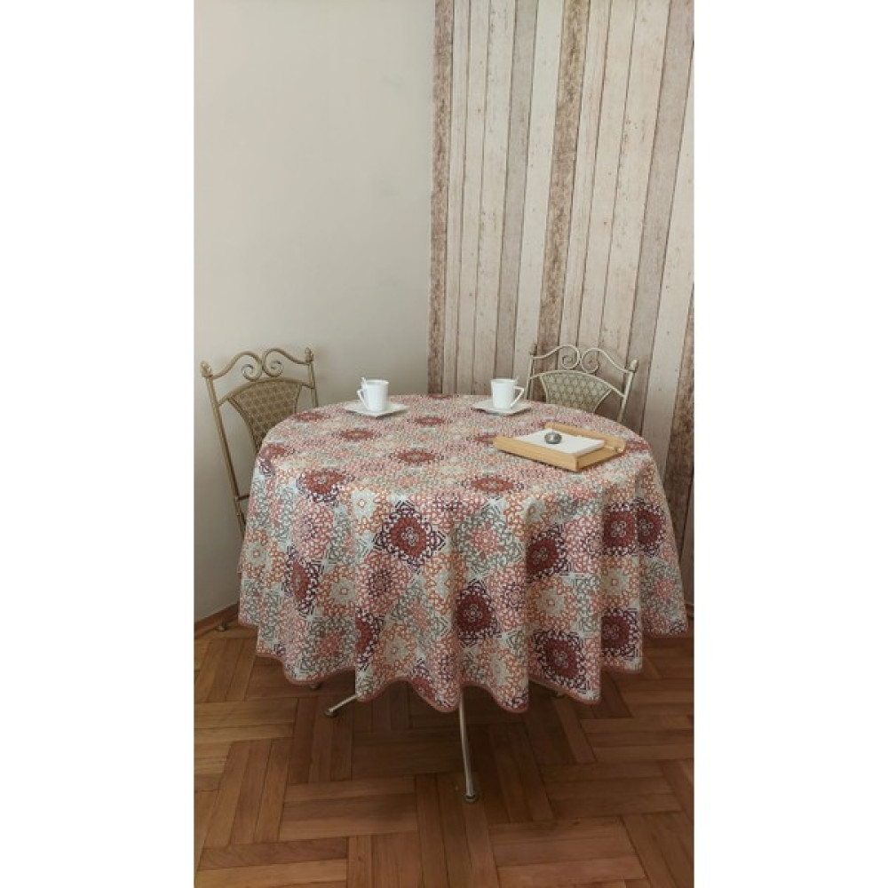 Gonk Yuvarlak,duck (Sıvı Itici ,leke Tutmaz) Kumaş,masa Örtüsü - 180 x 180 cm - Kiremit Rengi Masa Örtüsü Fiyatı
