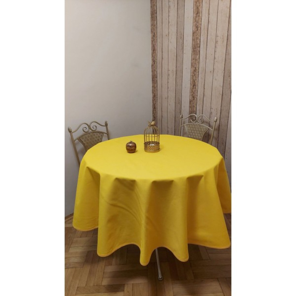 Gonk Yuvarlak,duck (Sıvı Itici ,leke Tutmaz) Kumaş,masa Örtüsü - 180 x 180 cm - Sarı Masa Örtüsü Fiyatı