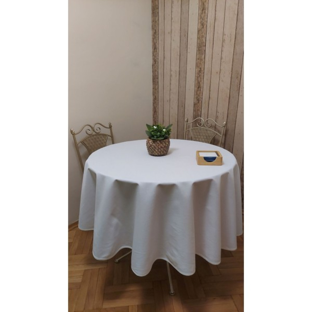 Gonk Yuvarlak,duck (Sıvı Itici ,leke Tutmaz) Kumaş,masa Örtüsü - Beyaz - 180 x 180 cm Masa Örtüsü Fiyatı