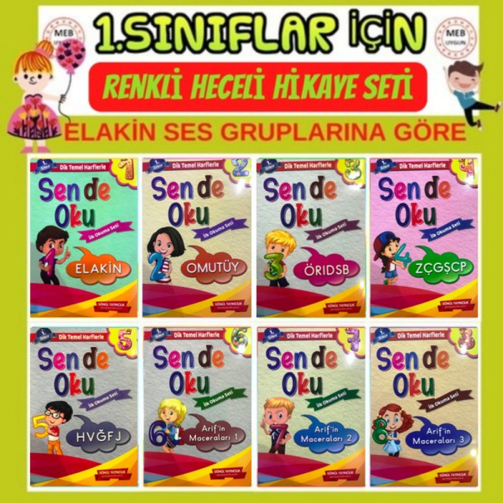 Gönül 1.Sınıf Elakin ilk Okuma renkli Heceli hikaye seti Çocuk Öykü Fiyatı
