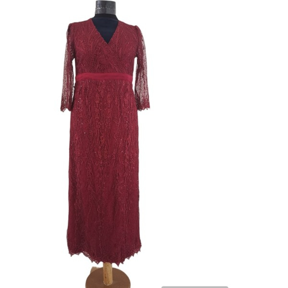 Gönül Moda Bordo Fransız Dantel Abiye Elbise Elbise Fiyatı