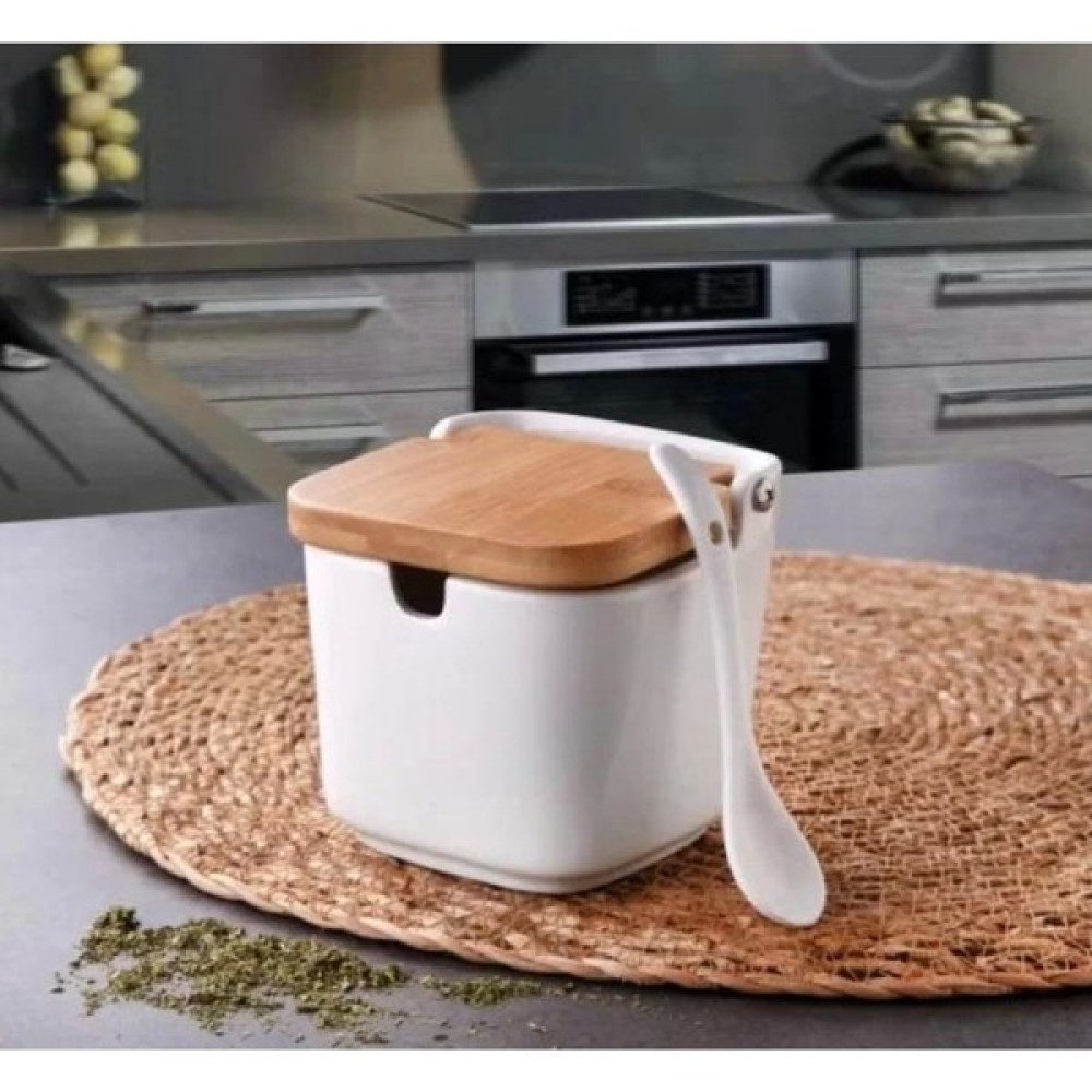 Gönül Mutfak Gönül Gnl 3451 Porselen Kaşıklı Tuz Saklama Kabı 9X9X9CM Baharat Setleri & Baharatlıklar Fiyatı