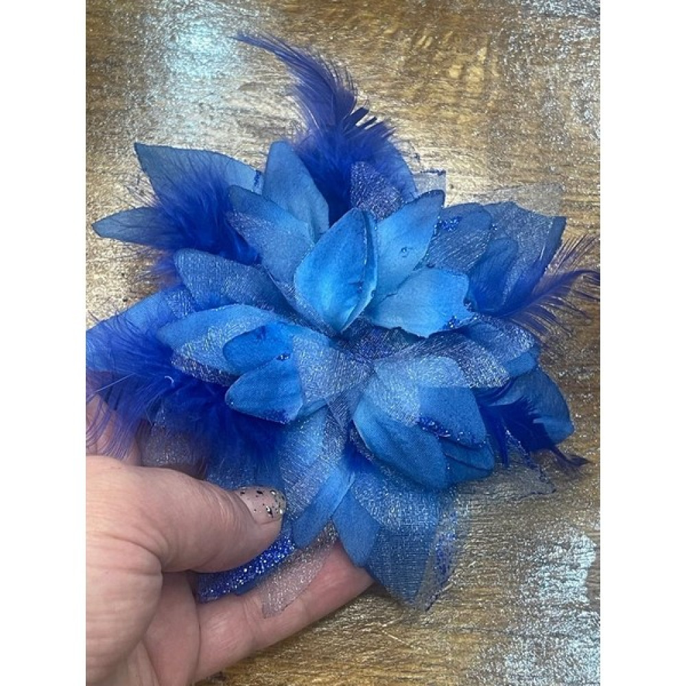 Gönülden Tasarım 14X12 cm Mavi Tüylü Nişan Broş Saç Broş Abiye Broş Türban Iğ Esi Yaka Iğnesi Toka, Taç & Saç Bandı Fiyatı