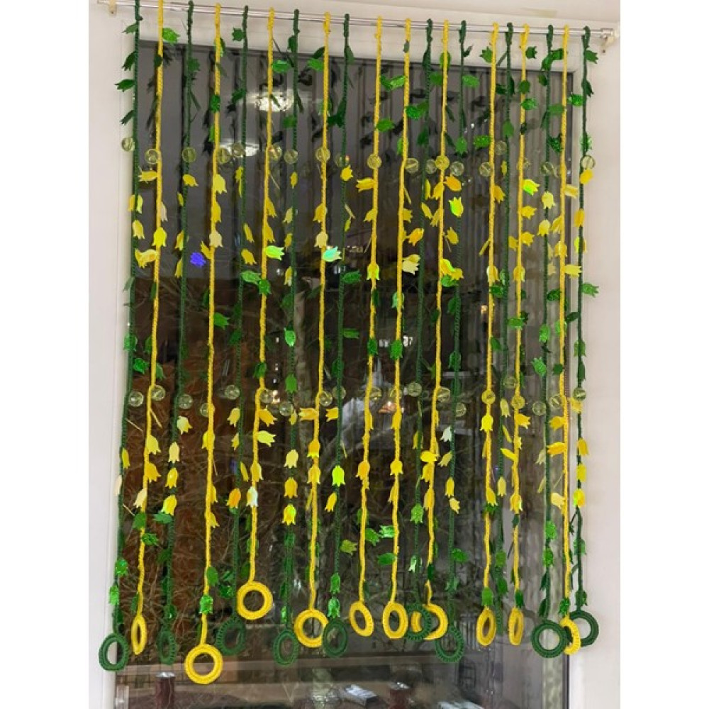 Gönülden Tasarım Sarı Yeşil Lale Pullu Mutfak Salon Perde Ip Perde Pencere Stor Perde Tül Perde Boy 80 cm 20 Adet - 80 x 100 cm - Güneş Sarısı İp Perde Fiyatı