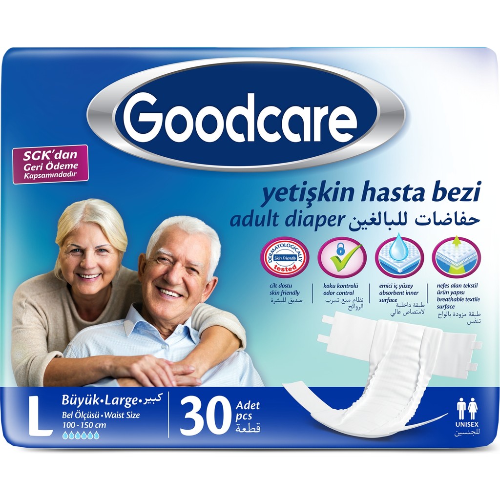 Good Care Büyük L Beden Belbantlı Hasta Bezi 120 Adet 4 Paket Yumuşak Tekstil Yüzeyli Hasta Bezleri ve Temizliği Fiyatı