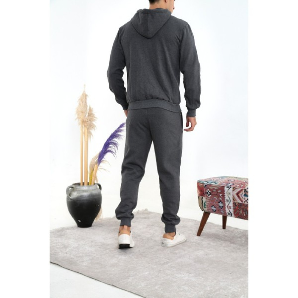 Good Fashion Erkek Füme Fermuarlı 3 Iplik Kalın Kumaş Şardonlu Eşofman Takım Erkek Eşofman Fiyatı