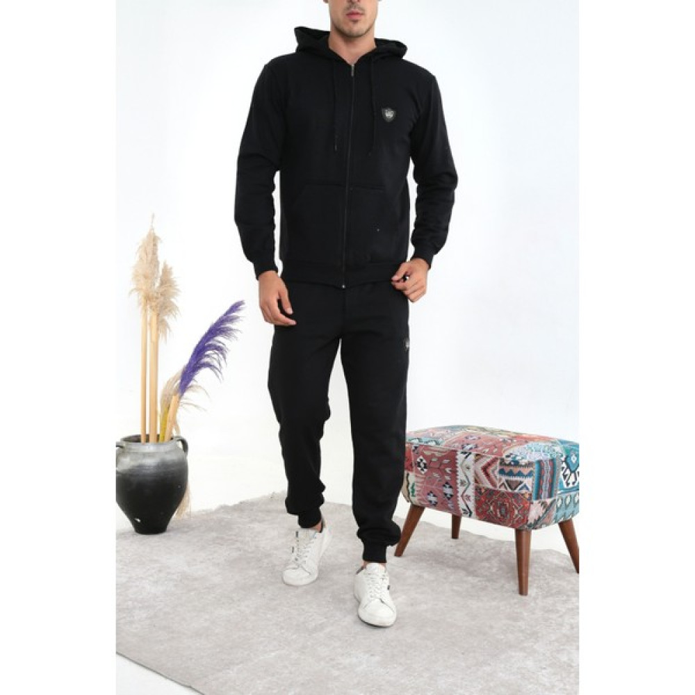 Good Fashion Erkek Siyah Fermuarlı 3 Iplik Kalın Kumaş Şardonlu Eşofman Takım Kadın Eşofman Fiyatı