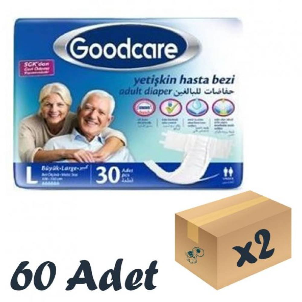 Goodcare Bel Bantli Yetiskin Hasta Bezi Large 30Lu 2 Paket 60 Adet Hasta Bezleri ve Temizliği Fiyatı