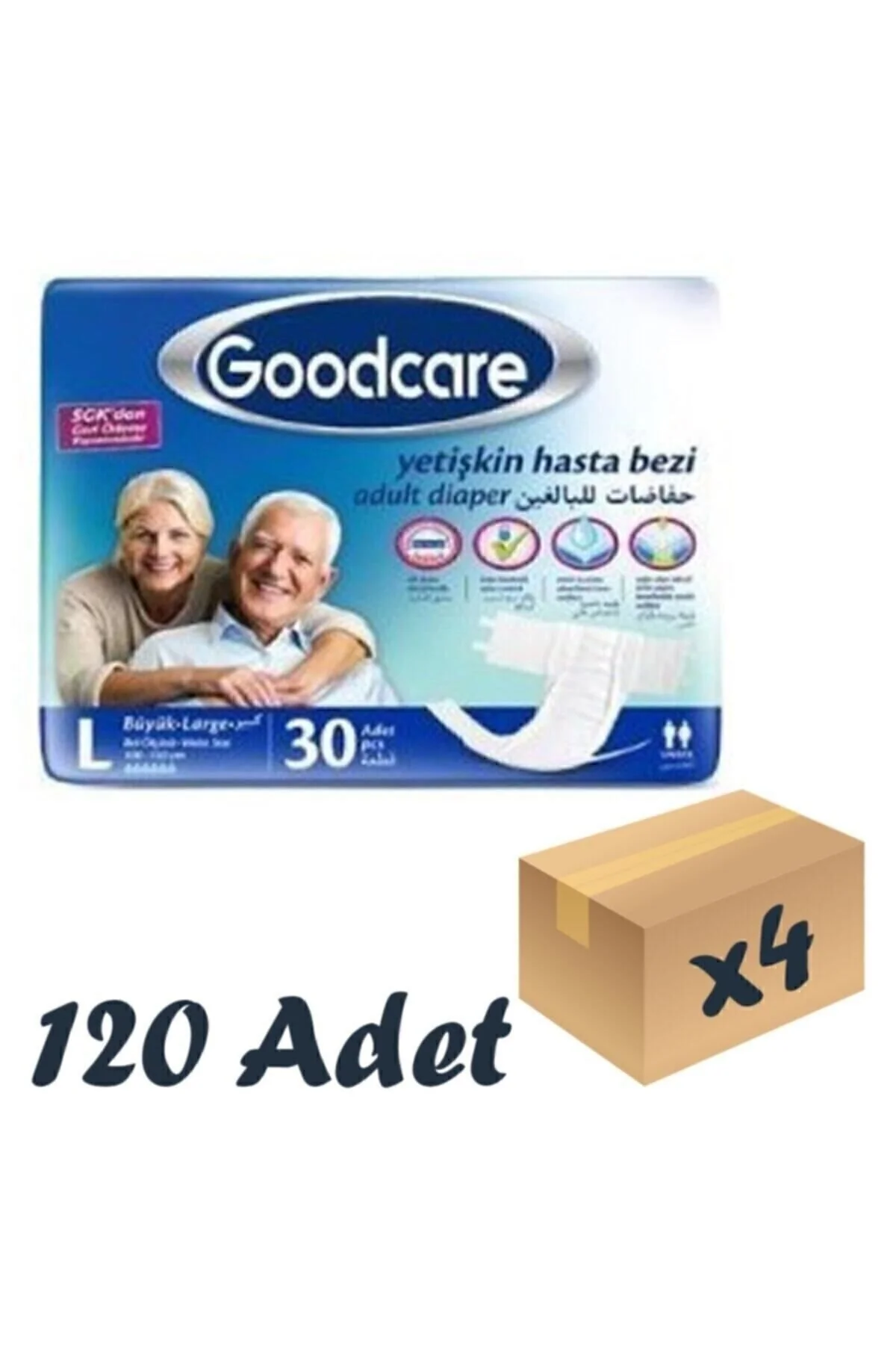Goodcare Bel Bantlı Yetişkin Hasta Bezi Large 30lu 4 Paket 120 Adet" Hasta Bezleri ve Temizliği Fiyatı