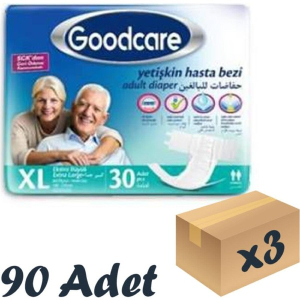 Goodcare Bel Bantlı Yetişkin Hasta Bezi Xlarge 30'lu 3 Paket 90 Adet - XL - Beyaz Hasta Bezleri ve Temizliği Fiyatı