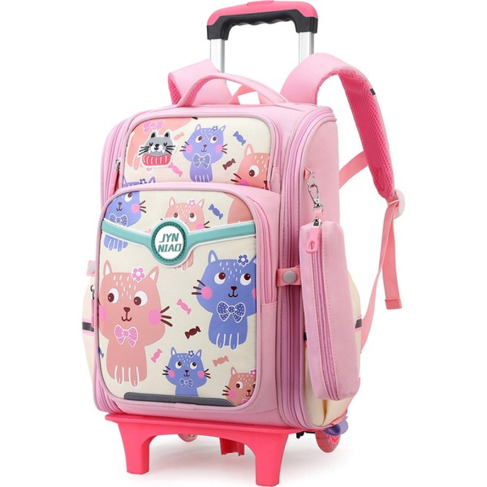 Goodtool Tekerlekli Çocuk Sırt Çantası Karikatür 2'si 1 Arada - Pembe (Yurt Dışından) - Çiftli Okul Çantası Fiyatı