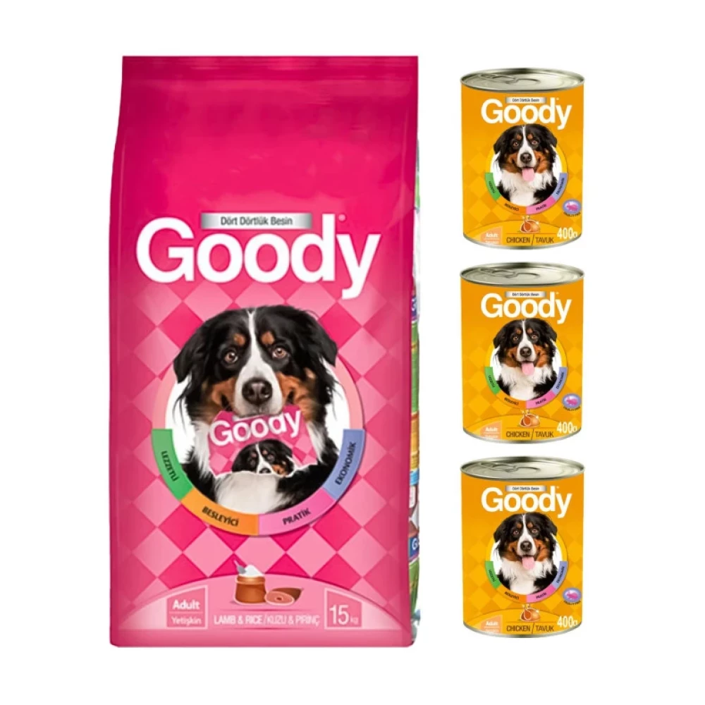 Goody Kuzu Etli Ve Pirinçli Yetişkin Köpek Maması 15 Kg + 3 Adet Goody Konserve Hediyeli Evcil Hayvan Ürünleri Fiyatı