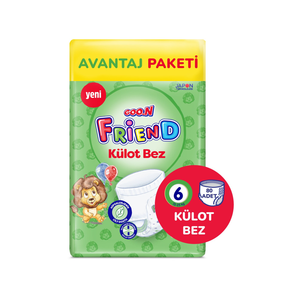 Goo.n Friend 6 Numara Külot Bebek Bezi Fırsat Paketi - Cilt Dostu - 80 Adet Bebek Bezi Fiyatı