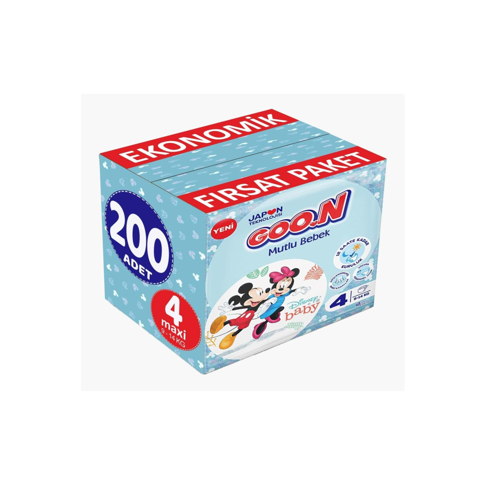Goo.n Mutlu Bebek Bezi Bant Fırsat Paket 4 Beden 200 Adet 100 x 2 Bebek Bezi Fiyatı