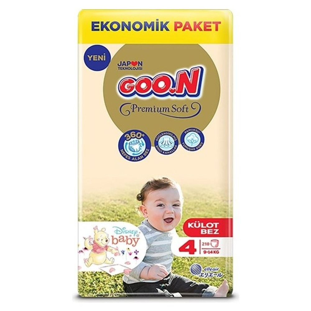 Goon Premium Soft 4 Numara Külot Bez 9-14 kg 210 Adet - -- Bebek Bezi Fiyatı