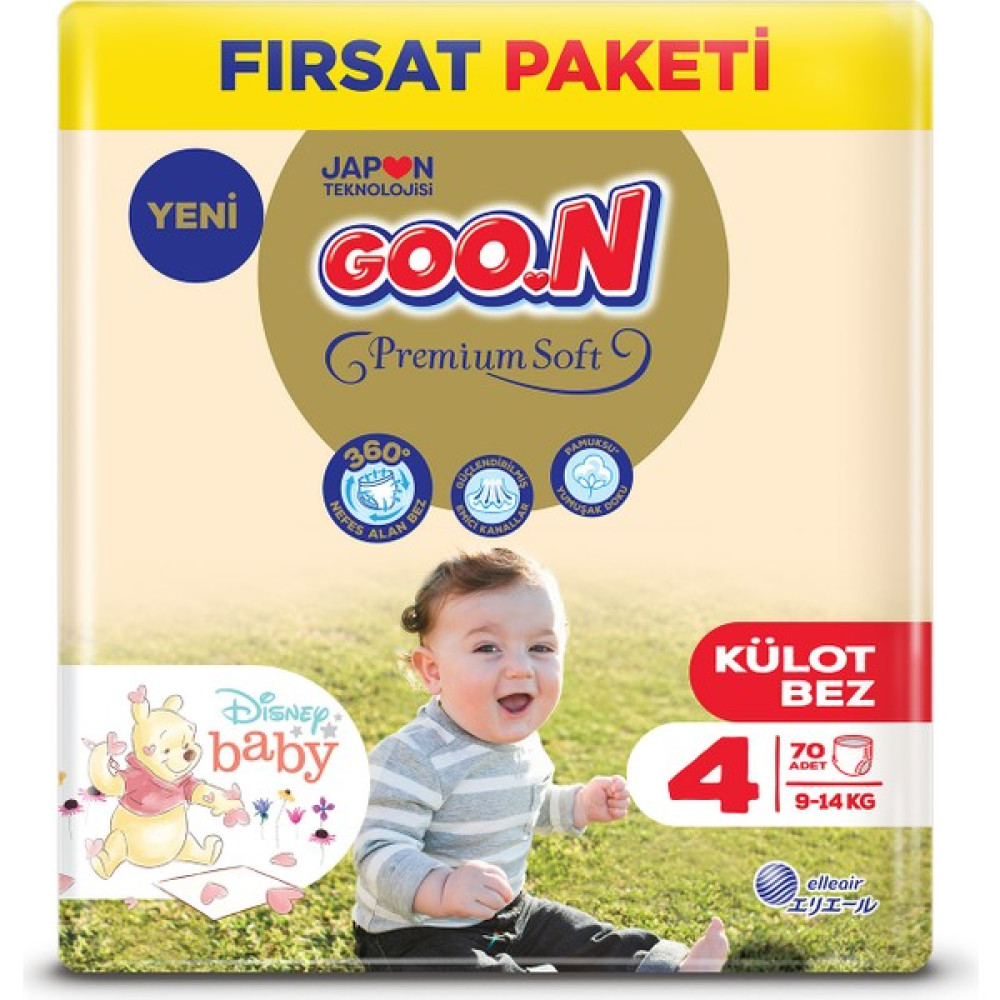 Goo.N Premium Soft 4 Numara Süper Yumuşak Külot Bebek Bezi Fırsat Paketi - 70 Adet - -- Bebek Bezi Fiyatı