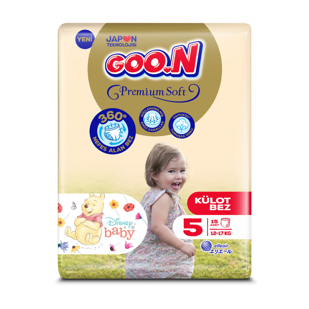 Goo.n Premium Soft 5 Numara Süper Yumuşak Külot Bebek Bezi - 15 Adet Bebek Bezi-Alt Açma Fiyatı